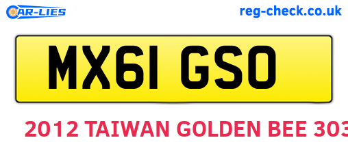 MX61GSO are the vehicle registration plates.
