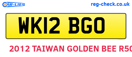 WK12BGO are the vehicle registration plates.