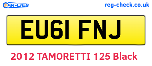 EU61FNJ are the vehicle registration plates.