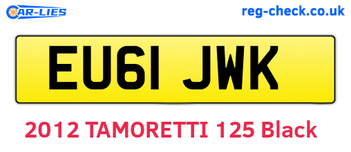 EU61JWK are the vehicle registration plates.