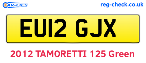 EU12GJX are the vehicle registration plates.