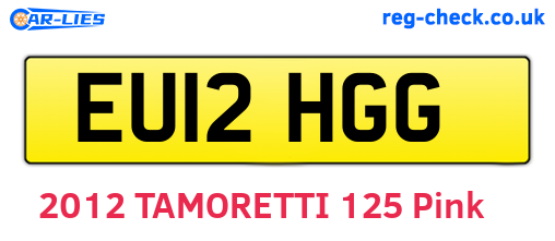 EU12HGG are the vehicle registration plates.