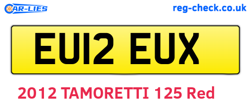 EU12EUX are the vehicle registration plates.