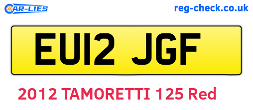 EU12JGF are the vehicle registration plates.