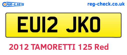 EU12JKO are the vehicle registration plates.