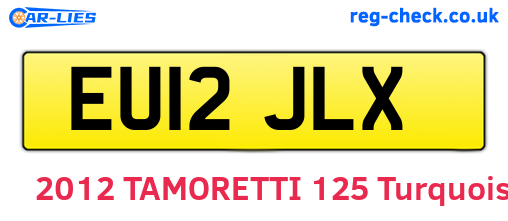 EU12JLX are the vehicle registration plates.