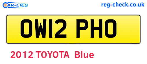 OW12PHO are the vehicle registration plates.