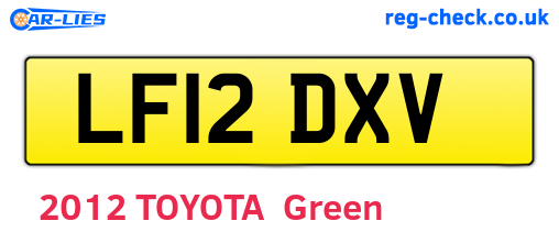 LF12DXV are the vehicle registration plates.
