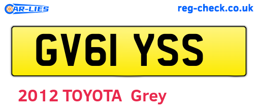 GV61YSS are the vehicle registration plates.