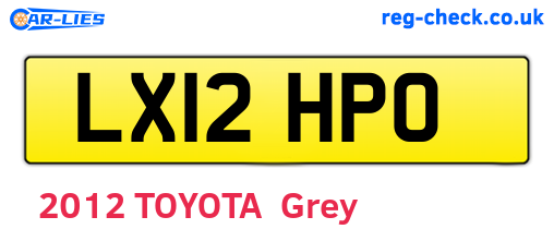 LX12HPO are the vehicle registration plates.