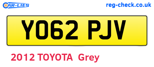 YO62PJV are the vehicle registration plates.
