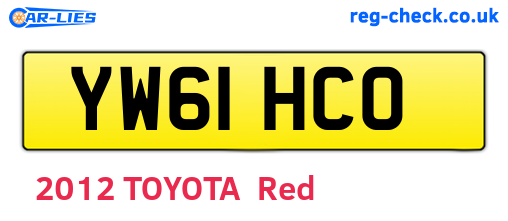 YW61HCO are the vehicle registration plates.