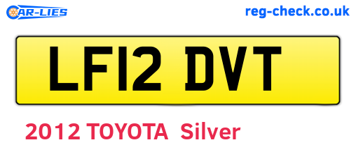 LF12DVT are the vehicle registration plates.