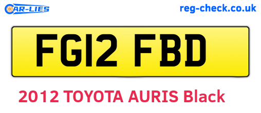 FG12FBD are the vehicle registration plates.