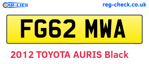 FG62MWA are the vehicle registration plates.