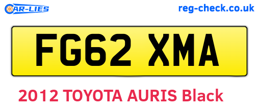 FG62XMA are the vehicle registration plates.