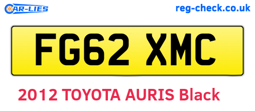 FG62XMC are the vehicle registration plates.