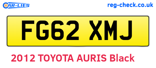 FG62XMJ are the vehicle registration plates.