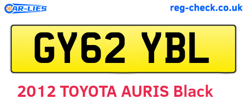 GY62YBL are the vehicle registration plates.
