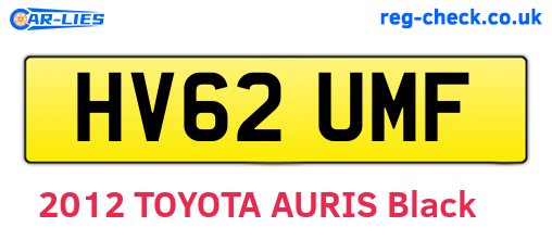 HV62UMF are the vehicle registration plates.