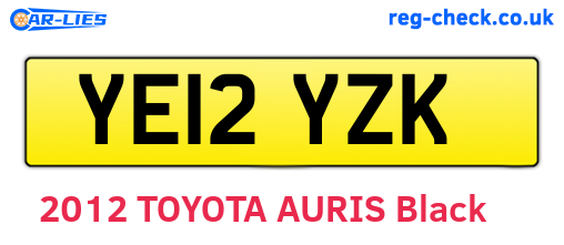 YE12YZK are the vehicle registration plates.