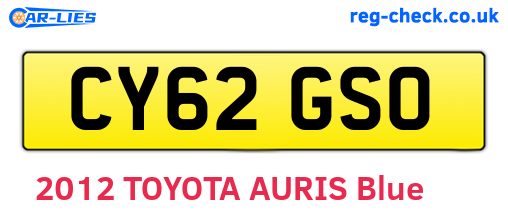 CY62GSO are the vehicle registration plates.