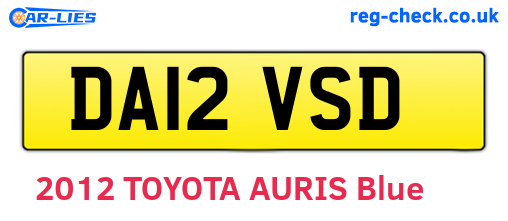 DA12VSD are the vehicle registration plates.