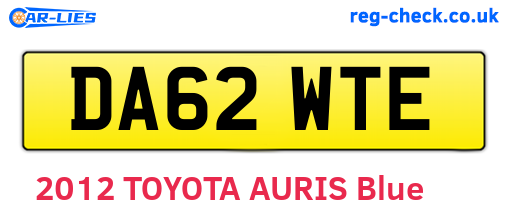 DA62WTE are the vehicle registration plates.