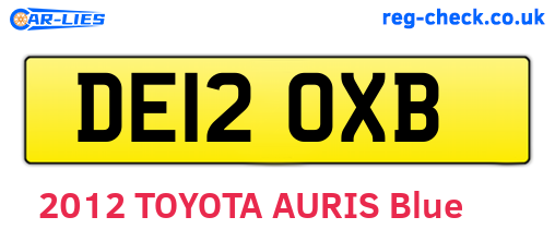 DE12OXB are the vehicle registration plates.