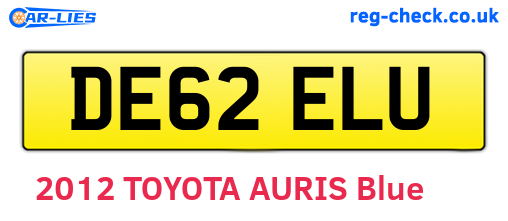 DE62ELU are the vehicle registration plates.
