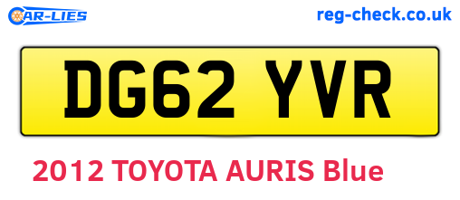 DG62YVR are the vehicle registration plates.