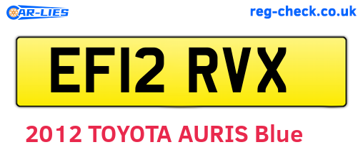 EF12RVX are the vehicle registration plates.