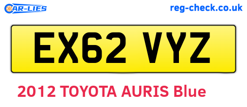 EX62VYZ are the vehicle registration plates.