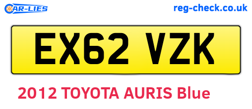 EX62VZK are the vehicle registration plates.
