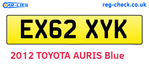 EX62XYK are the vehicle registration plates.