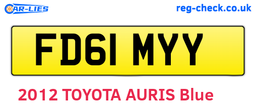 FD61MYY are the vehicle registration plates.