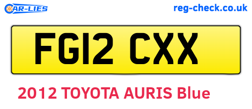 FG12CXX are the vehicle registration plates.
