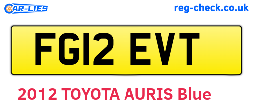 FG12EVT are the vehicle registration plates.