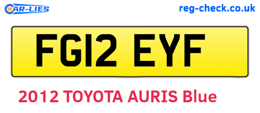 FG12EYF are the vehicle registration plates.
