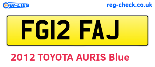FG12FAJ are the vehicle registration plates.