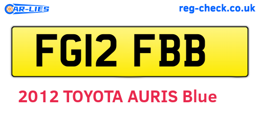 FG12FBB are the vehicle registration plates.