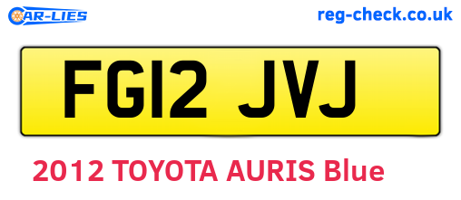 FG12JVJ are the vehicle registration plates.