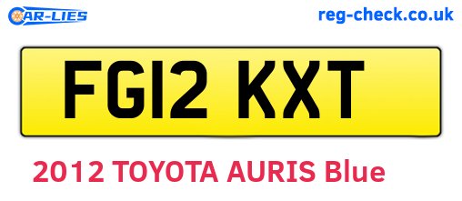 FG12KXT are the vehicle registration plates.