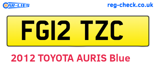 FG12TZC are the vehicle registration plates.