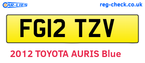 FG12TZV are the vehicle registration plates.