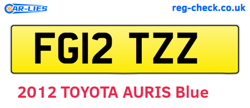 FG12TZZ are the vehicle registration plates.