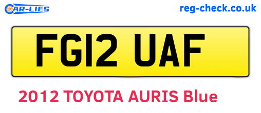 FG12UAF are the vehicle registration plates.