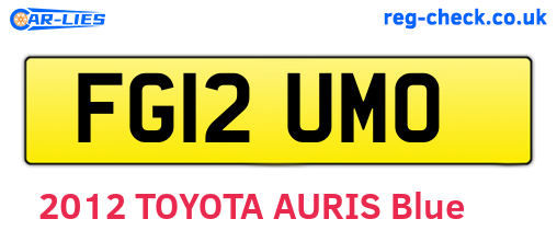FG12UMO are the vehicle registration plates.