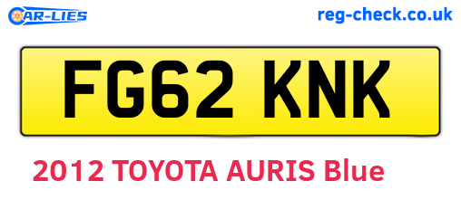 FG62KNK are the vehicle registration plates.