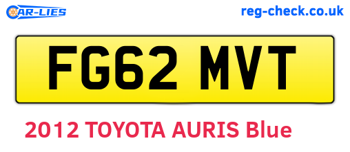 FG62MVT are the vehicle registration plates.